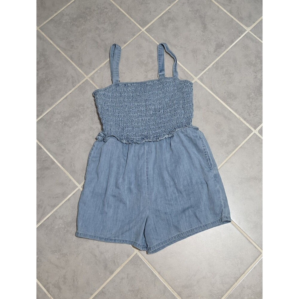 Gilli Women's Light Wash Denim Romper Size L